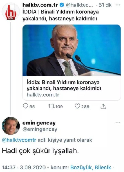 Binali Yıldırım koronavirüse yakalanınca nefretlerini böyle kustular!
